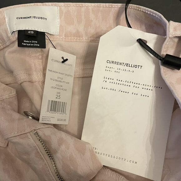 Current Elliott Pink Leopard Print High Waist Stiletto Crop Jeans NWT Size 25 - Picture 8 of 10